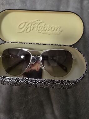 Brighton Silver Aviator Sunglasses with Dark Gray Lenses